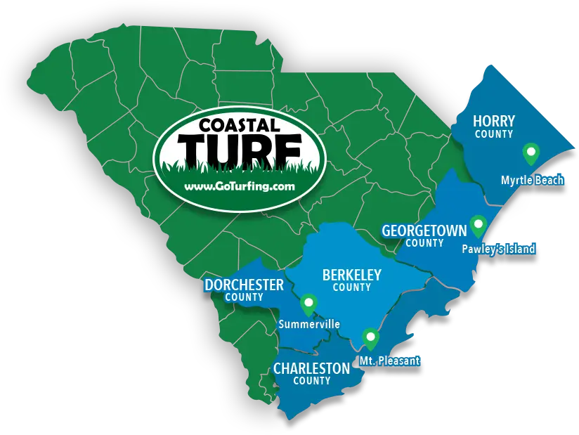 Coastal Turf Service Area Map South Carolina