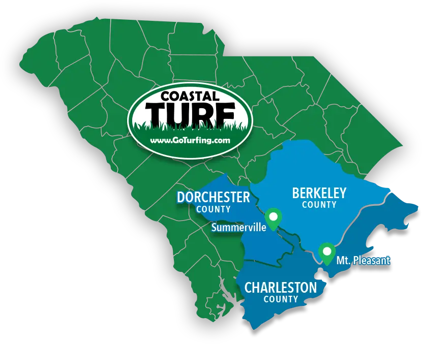 Coastal Turf Service Area Map South Carolina