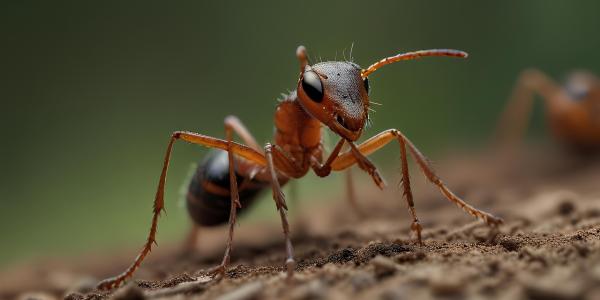 a close up of a red fire ant